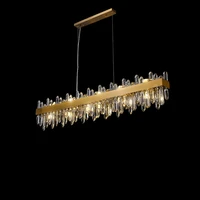modern rectangle silver gold crystal dimmable led chandelier lighting hanging lamps lustre suspension luminaire lampen for foyer