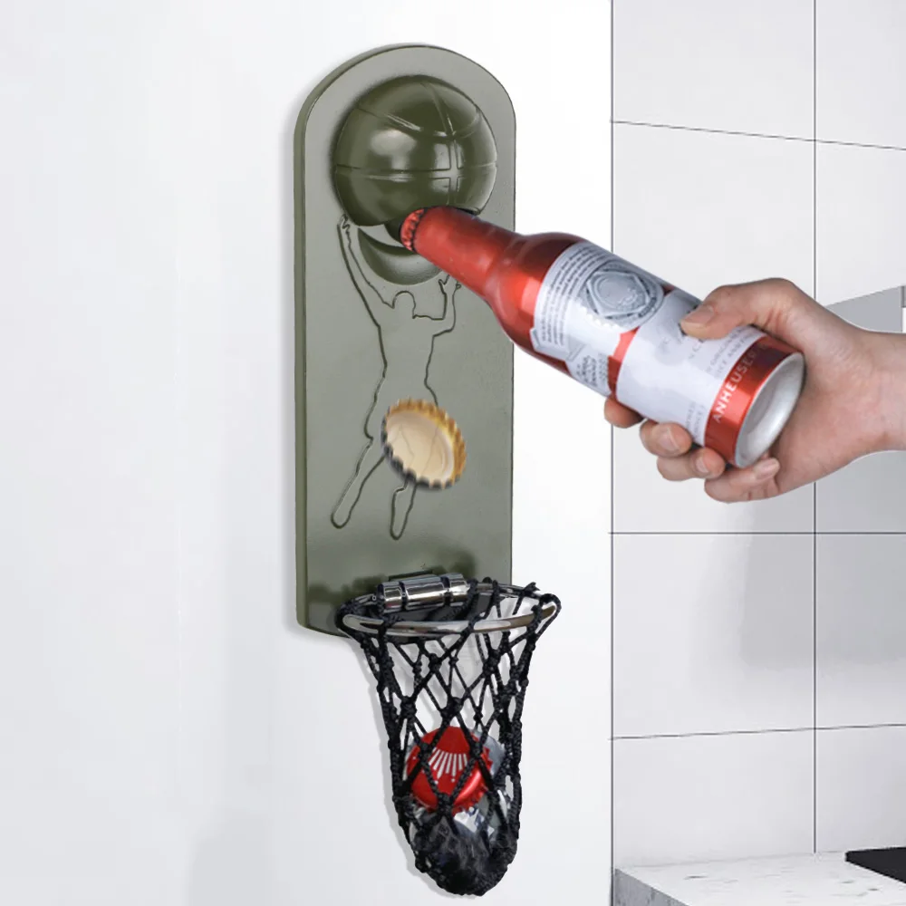 

Magnet Kitchen Gadget Creative Multifunction Bottle Opener With Pocket Wall Mount Basketball Opener