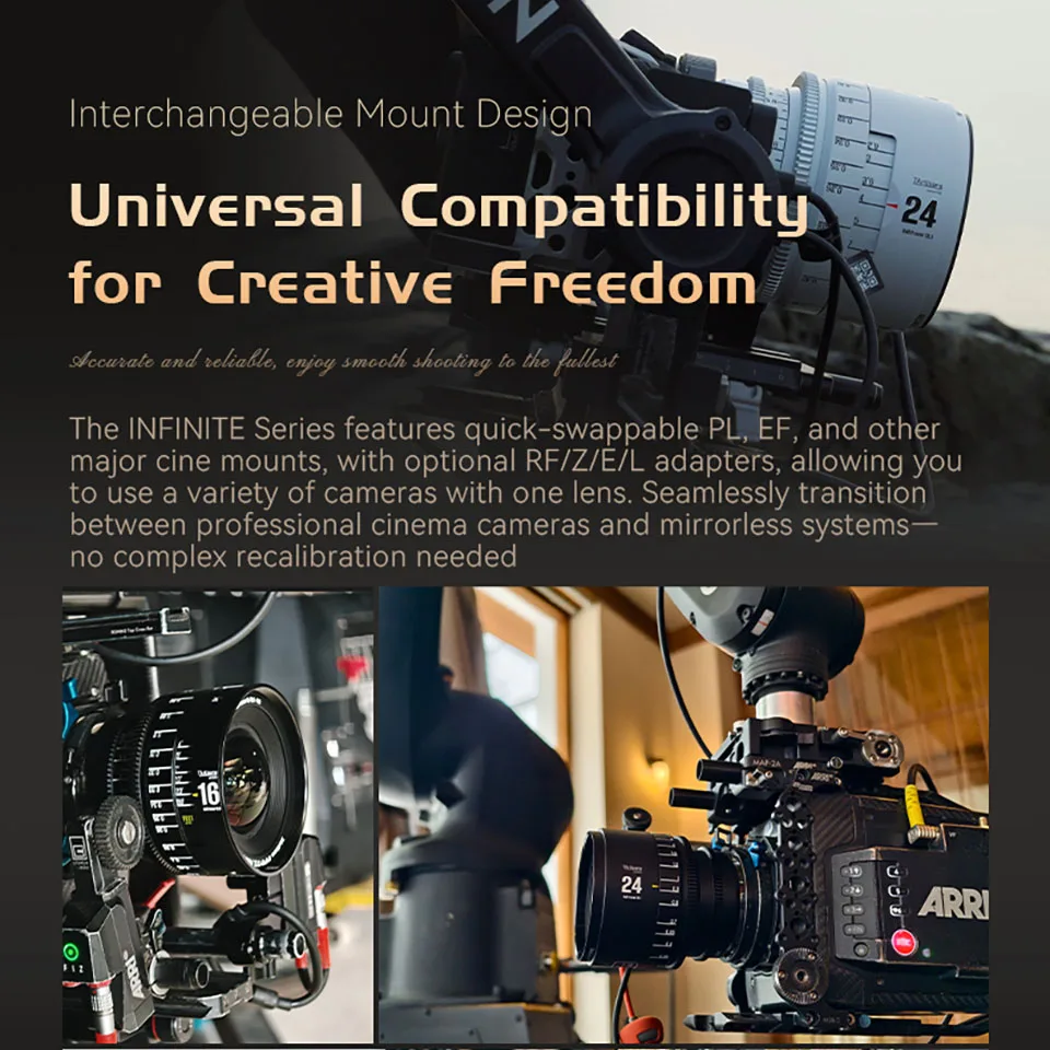 7artisans INFINTE Cine-объективы 1624355085105135 мм T2.1-T2.5 Полнокадровый объектив для камеры с ручной фокусировкой для крепления PL FE (art.: 3920cf002ee00) - 3920cf002ee00