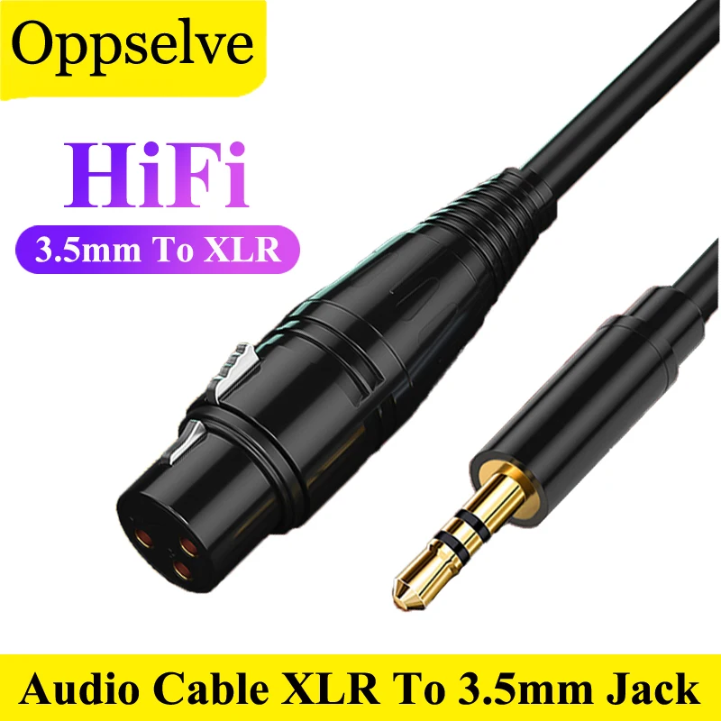 Jack 3.5mm To XLR Microphone Speakers Audio HiFi Cable XLR F