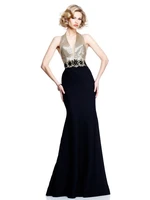free shipping black long beaded robe de soiree 2016 new fashion sexy backless vestido de festa formal party gown evening dress