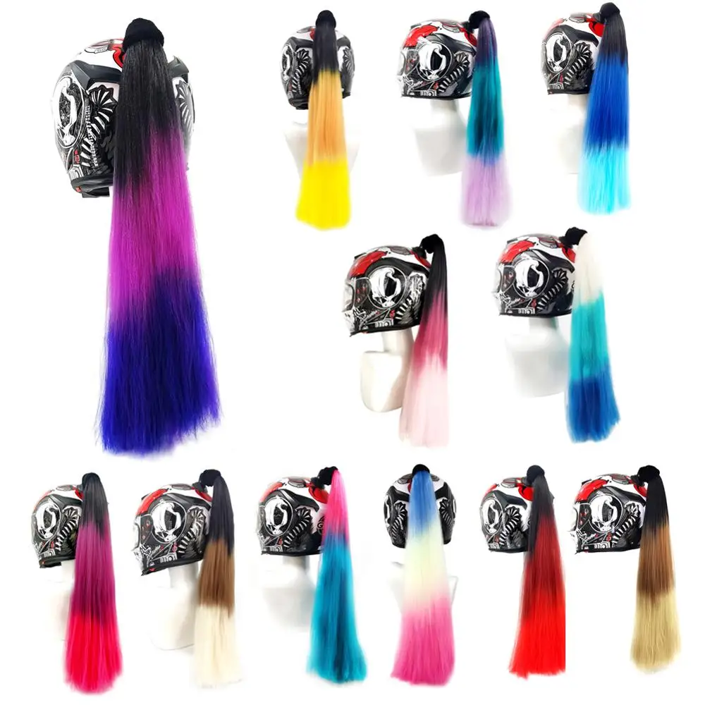 

60cm Motorcycle Bike Gradient Ramp Helmet Horn Sucker Removable Braid Pigtail Ponytail