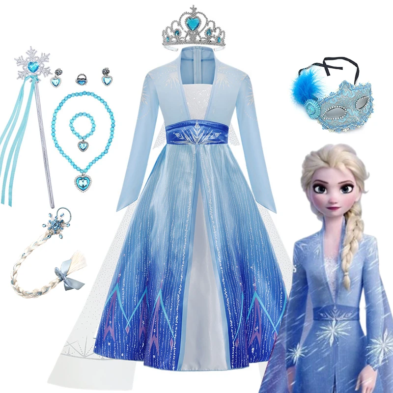 Костюм Эльзы Холодное сердце Диснея для девочек платье принцессы дня рождения