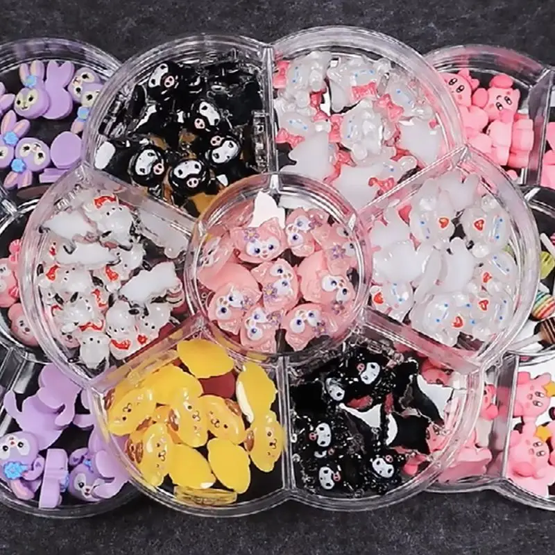 

Sanrio Theme Nail Jewelry Charms Kit Kawaii Star Kirby/Hello Kitty Nail Rhinestone Gems for Manicure DIY Crafts