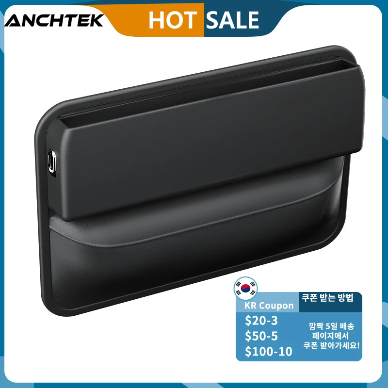 

Anchtek Car Seats Gap Bag Case Storage Bag PU Leather Auto Console Side Seat Niche Filler Organizer Reserved Charging Cable Hole