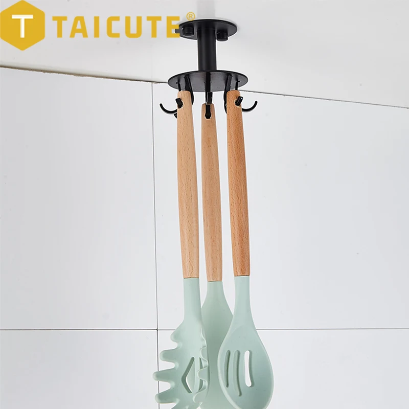 

TAICUTE Kitchen Storage Hook 360 Degree Rotation Kitchen Accessories Organizer Self Adhesive Stainless Steel Wall Hanger Holder