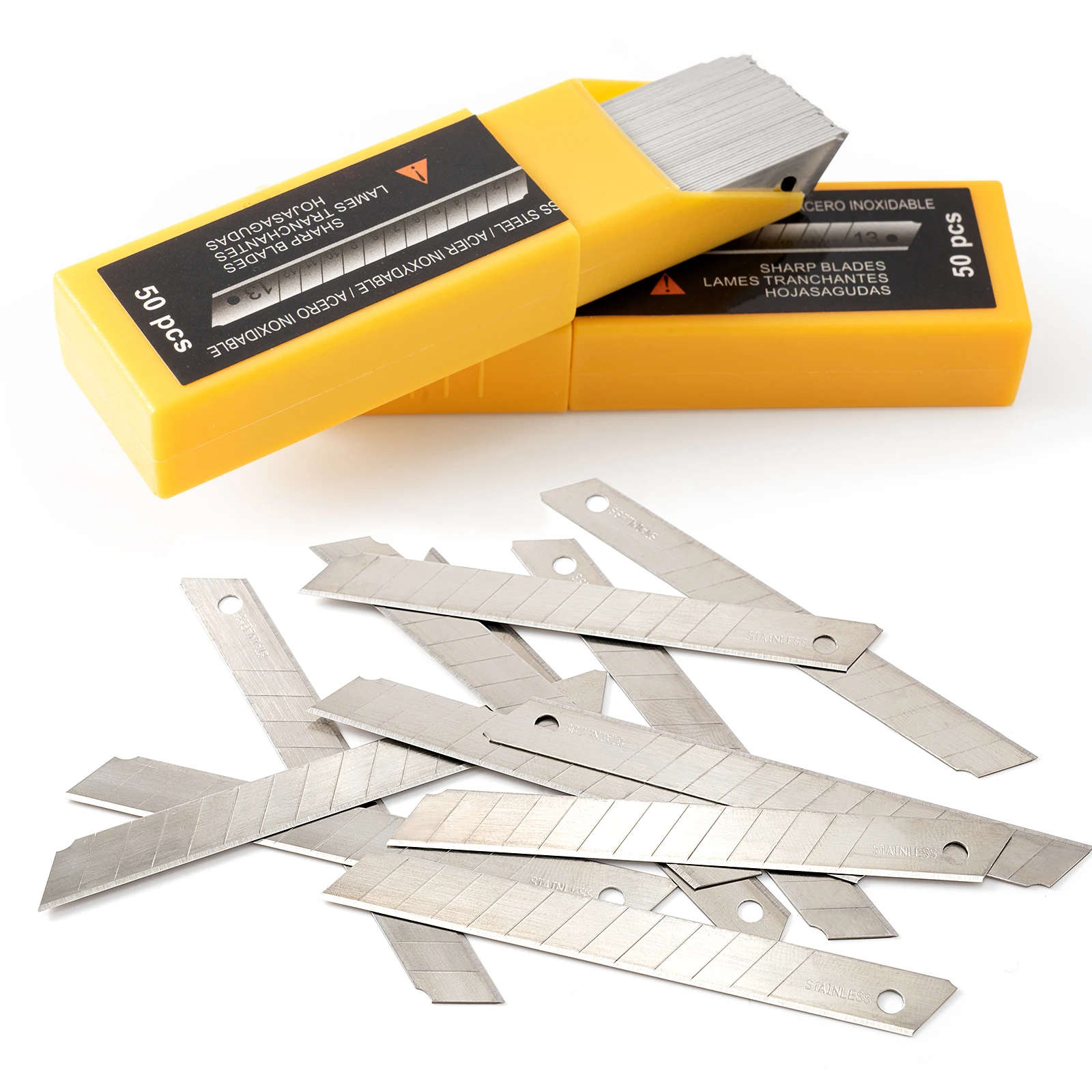 50 шт., сменные ножи из нержавеющей стали, 9 мм, 60 градусов