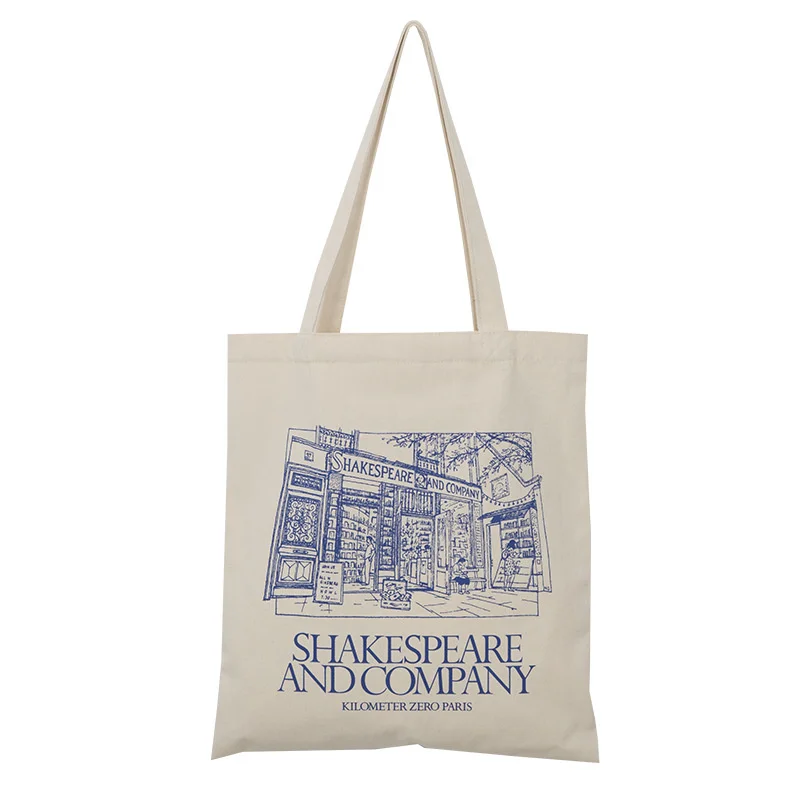 

Women Canvas Shoulder Bag Shakespeare Print Ladies Shopping Bags Cotton Cloth Fabric Grocery Handbags Tote Books Bag For Girls