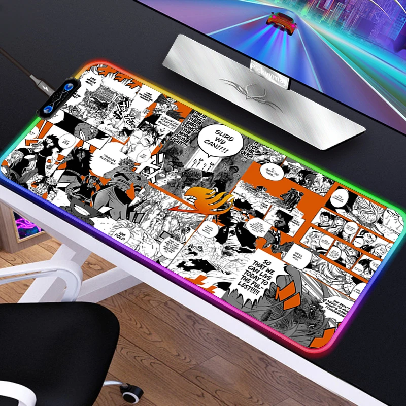 

Anime Haikyuu Mousepad Gaming Mouse Pad RGB LED Gamer Mat Computer Desk Padmouse USB Keyboard mat Gamer Computer Map Diy