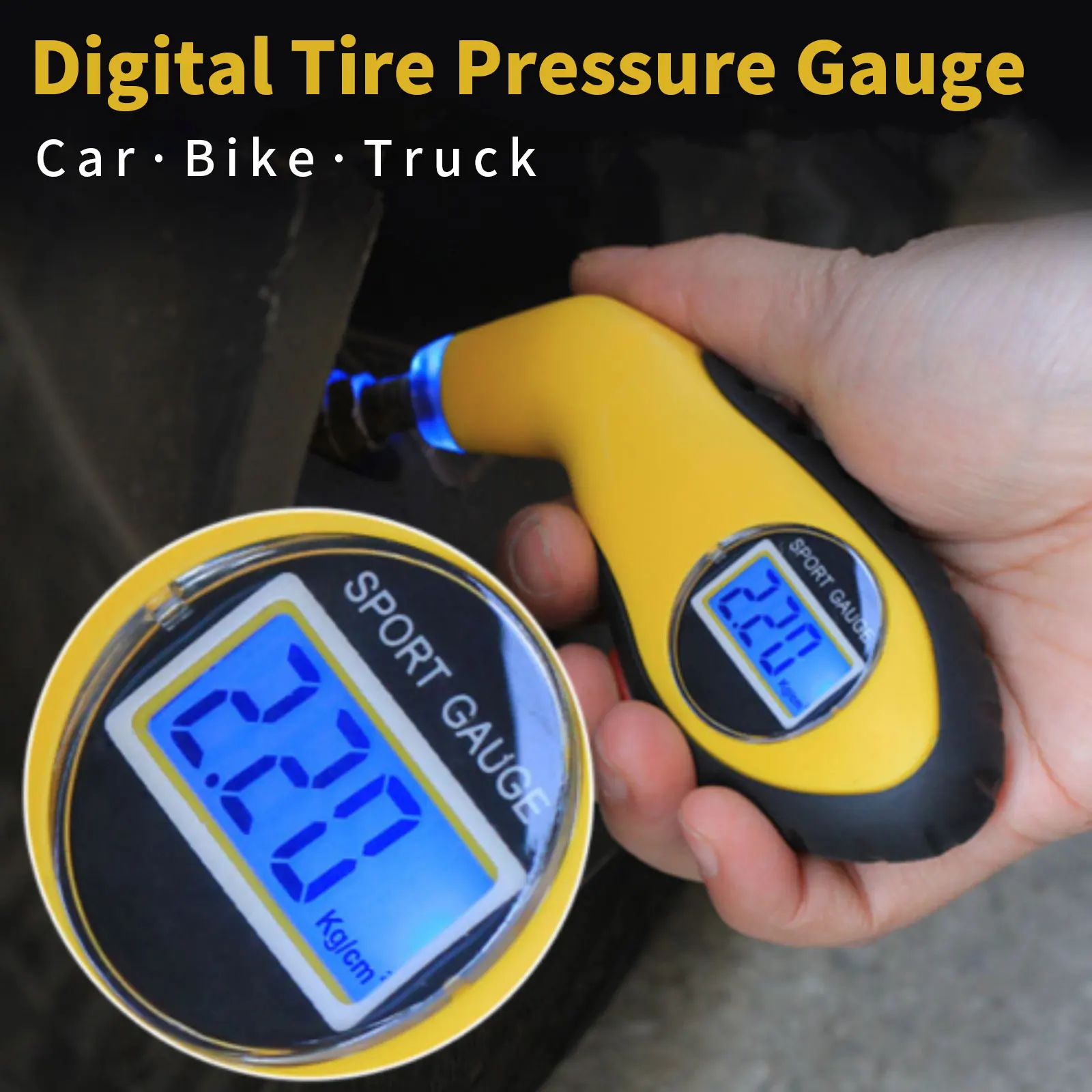 

LCD Display Auto Motorcycle Tyre Pressure Digital Meter Mini Diagnostic Tool Car Styling Detector Tire Pressure Gauge Portable