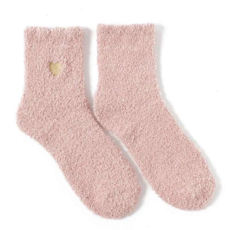 10 Pairs Winter Warm Women Thicken Thermal Socks Middle Coral Fleece Snow Floor Heart Shape Socks