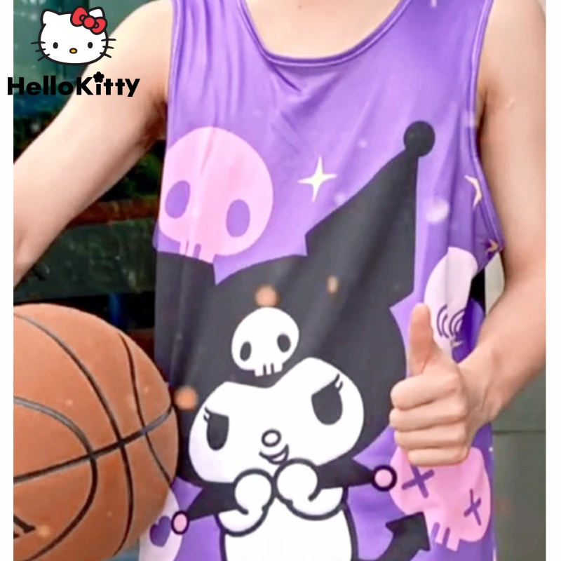 

Sanrio, Hello Kitty Kuromi Cinnamoroll футболка для мужчин, Мультяшные повседневные женские летние пляжные шорты, футболки оверсайз