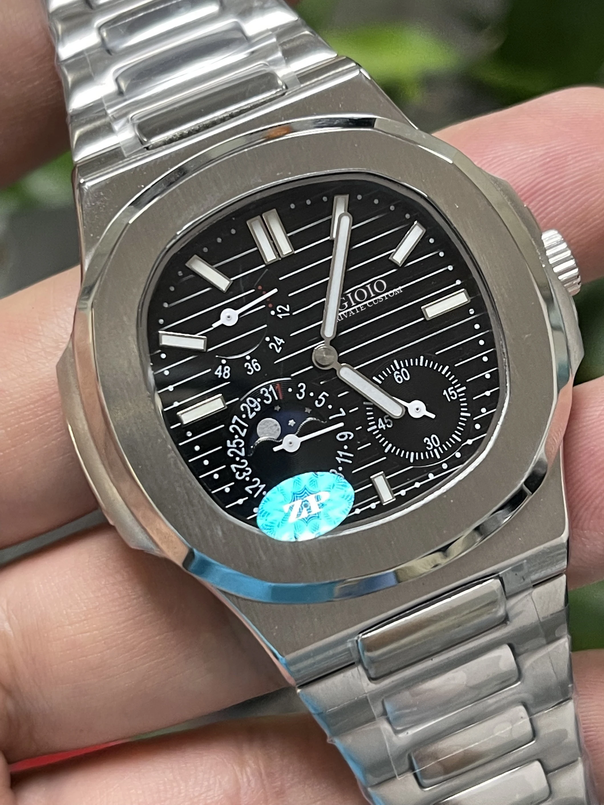 

Men Automatic Mechanical Black Blue Green Moon Phase Power Watch