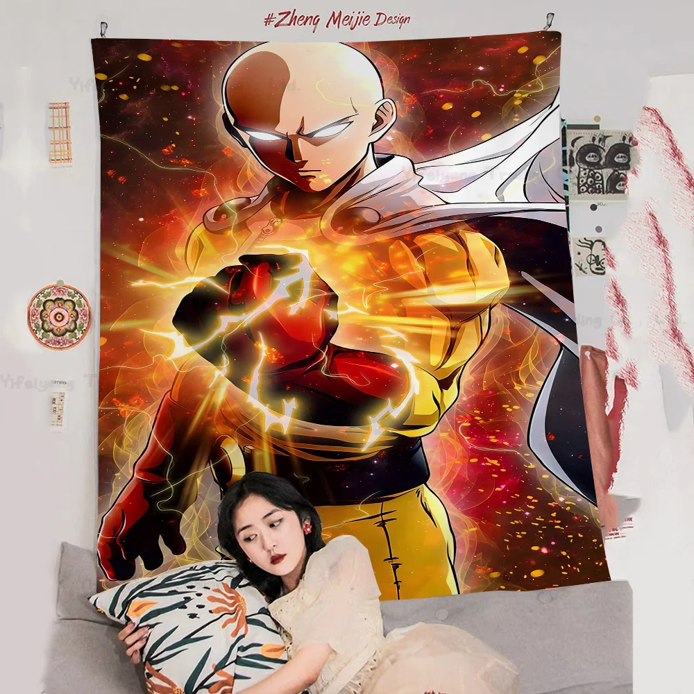 Большой настенный гобелен с принтом One Punch Man Сайтама дешевый в стиле хиппи