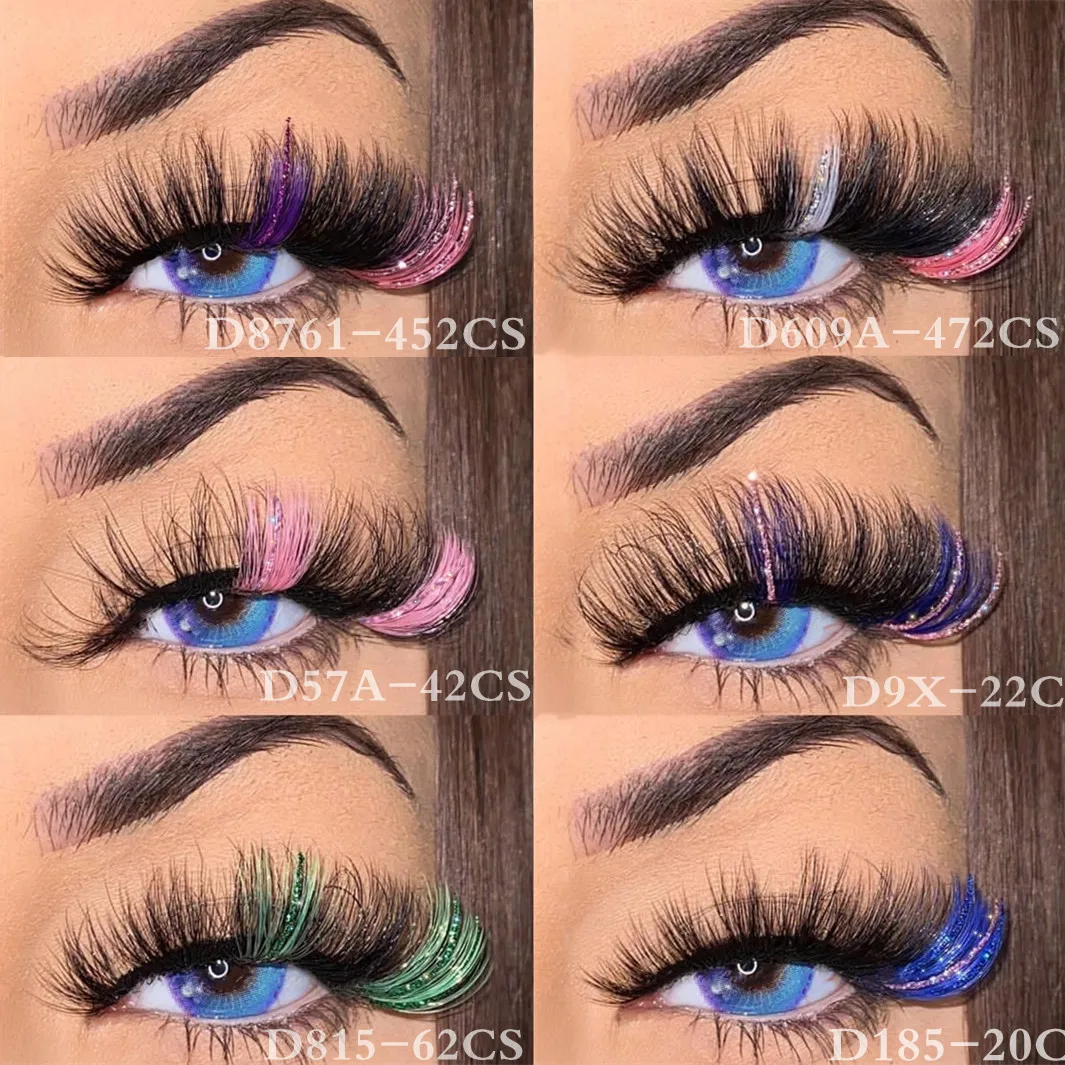 

Asiteo 20mm Faux Mink Glitter Colored Lash Shiny Two Tone Lashes Fluffy Wispy Vendors Small Business Supplies Glam Cute Makeup