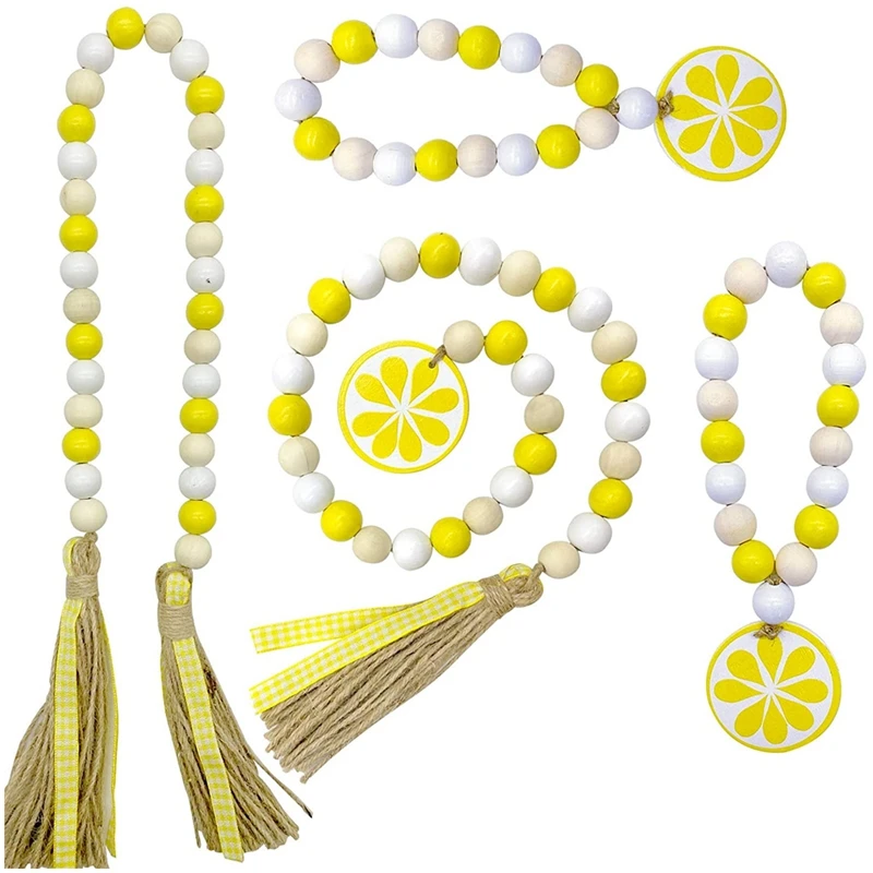 Деревенский Декор лимона деревянная гирлянда из бусин деревенские бусины в