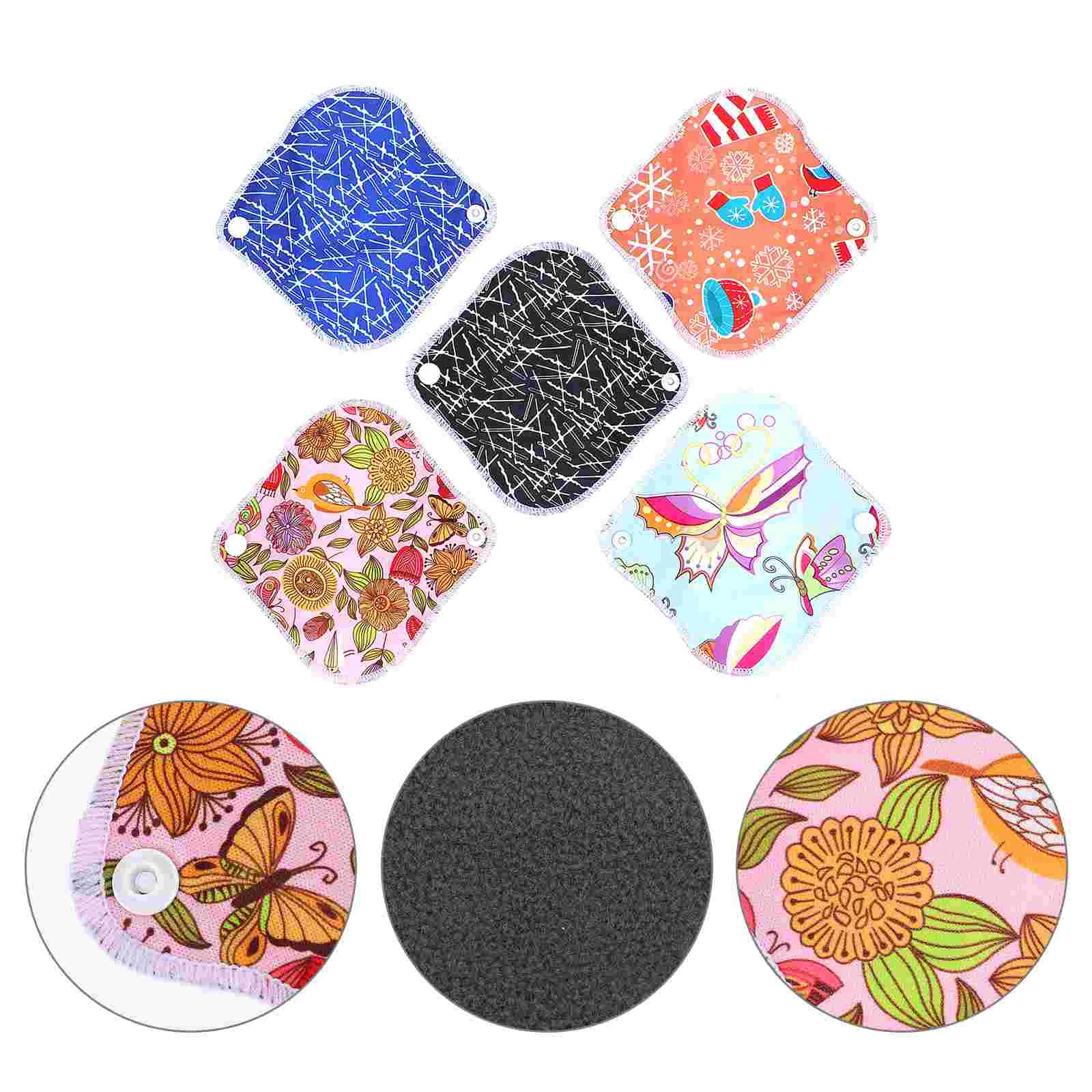 

5 шт., гигиенические прокладки, многоразовые моющиеся менструальные прокладки из бамбукового угля