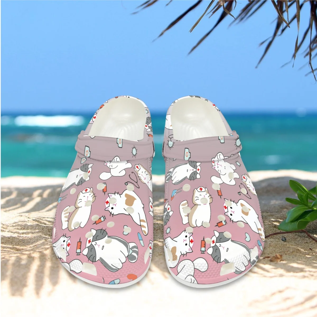 

Cute Nurse Cat Design Fashionable Sandals Breathable Comfortable Household Slippers Hawaiian Beach Travel Lightweight Clogs