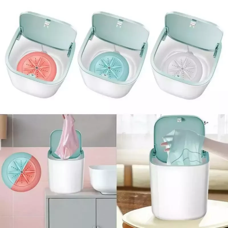 

Portable Mini Ultrasonic Washing Machine Desktop Rotating Rotating Ultrasonic Turbine Laundry Household Accessories 3.8L