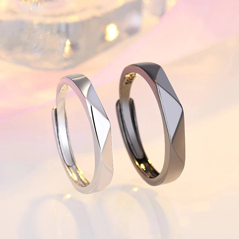 

New Simple Geometric Multi-Section Adjustable Matching Rhombus Wedding Ring 2021 Couple Engagement Jewelry Party Party Gift