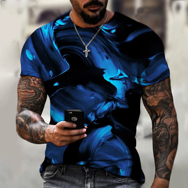 

Summer New Trend Fashion Hip Hop Harajuku Street Men's 3D Printed Clothing Short Sleeve Round Neck Loose Sports Top T-shirt。