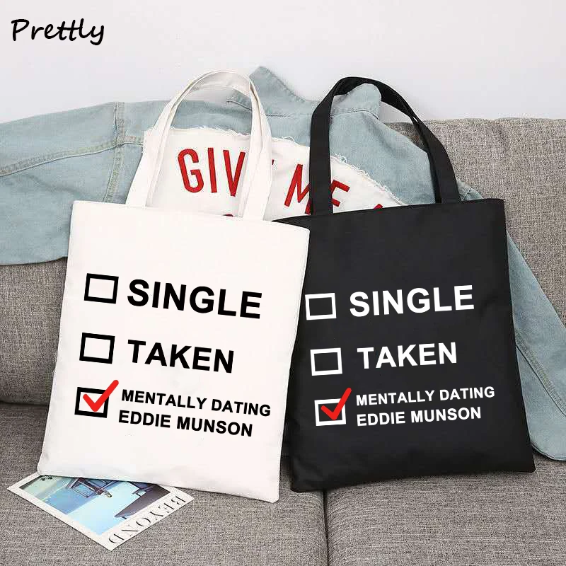 

Сумка-тоут для покупок Эдди мунсон для женщин, забавная холщовая Сумочка для покупок с графическим принтом из сериала «очень странные дела»