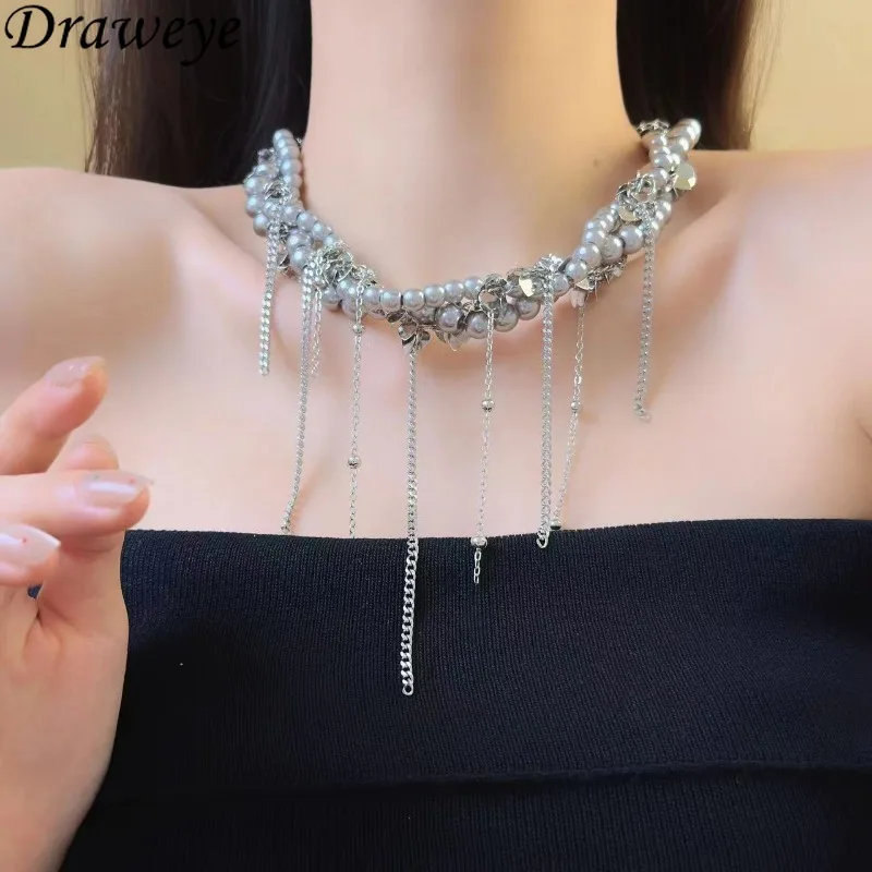 Ожерелья с жемчугом Draweye для женщин многослойные закрученные кисточки зимние