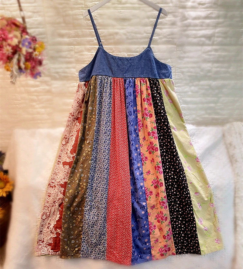 

Cotton Linen Female Bohemian Gypsy Hippie Spaghetti Strap Midi Dress 2022 Women Summer Beach Ibiza Aztec Tribal Long Sundress