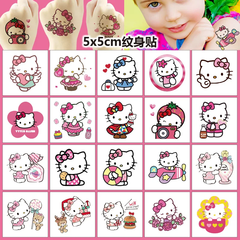 

20Style Kawaii Sanrio Hello Kitty Tattoo Stickers Kt Cat Waterproof Sticker Cartoon Decals Girl Children Birthday Gifts Kids Toy