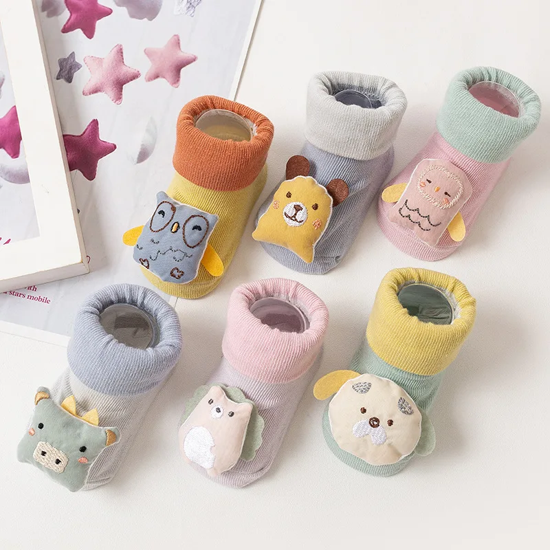 

1 Pair Baby Socks Cute Cartoon Doll Infants Socks Loose Mouth Non-slip Newborn Cotton Socks for 0-12 Month Autumn Spring Winter