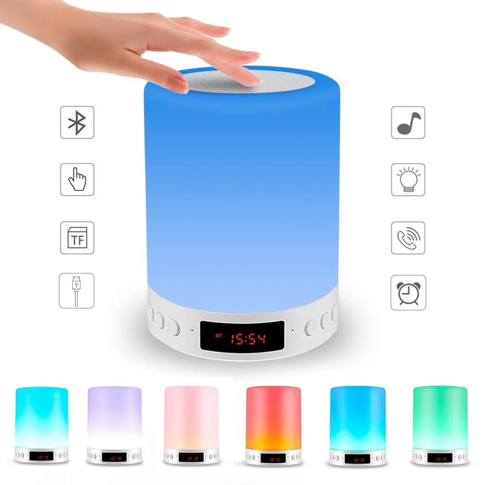 

Portable Wireless Speaker Player Touch Pat Light Bluetooth Speaker Colorful LED Night Light Bedside Table Lamp for Better Sleeps