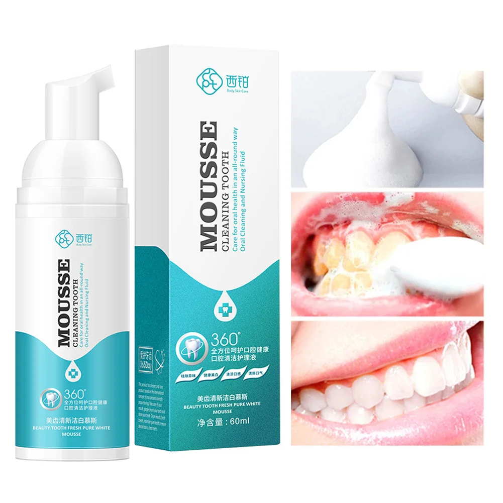 

60ML Teeth Cleaning Mousse Toothpaste Remove Bad Breath Plaque Stains Teeth Whitening Foam Toothpaste Oral Dental Care Mousse