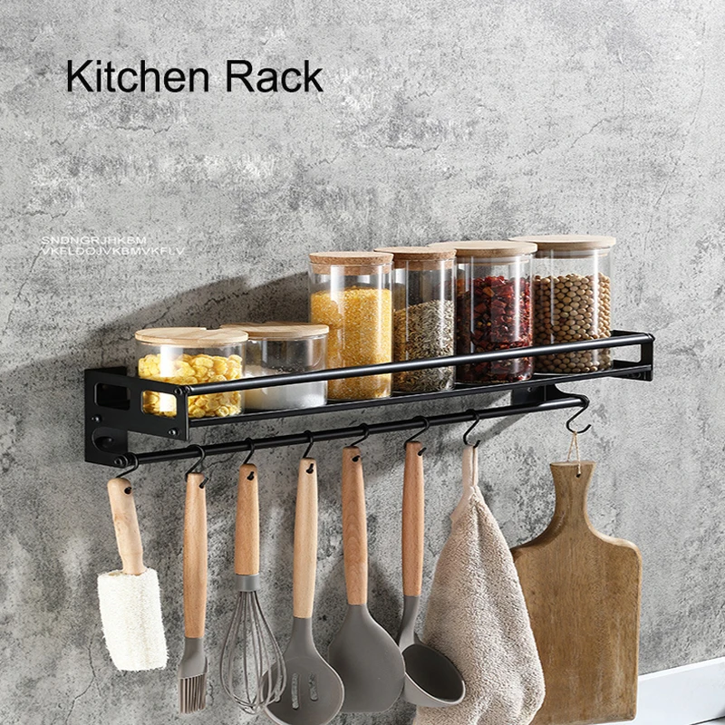 

Stainless Steel Kitchen Rack Punch-free Wall-mounted Conditioning Shelf Bottle Storage Organizer Hanging Home Accessories D56