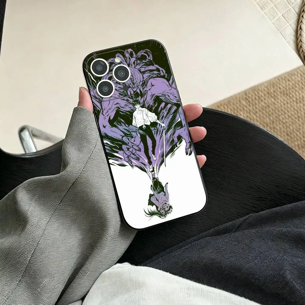 Фото Чехол для телефона Jujutsu Kaisen с Ютой и Рикой против Уро и Рю для iPhone 17, 16, 15, 14, 13, 12, 11 Plus, Pro Max и других моделей, мягкий черный чехол №3