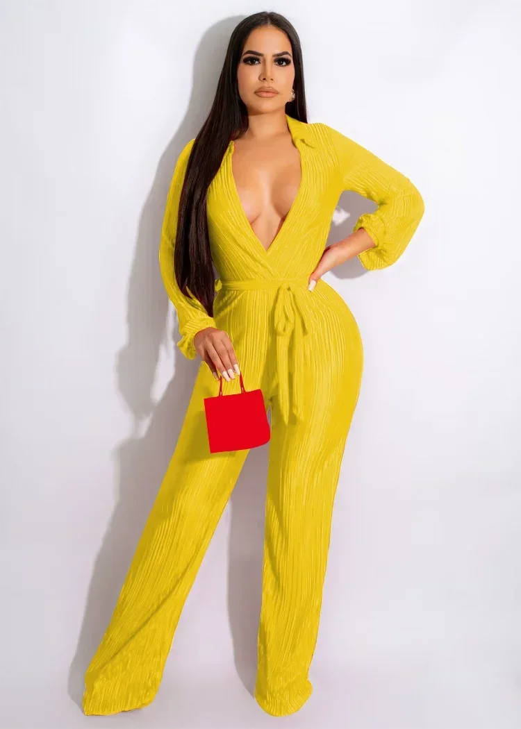 Элегантная плиссированная рубашка KEXU с отложным воротником V-образным вырезом и