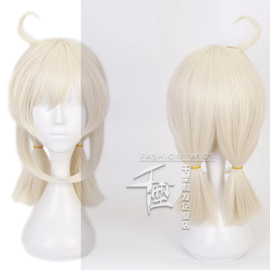 

Game Genshin Impact Klee Cosplay Wig Milk Gold Double Ponytail Hair Heat Resistant Synthetic Halloween Party Accessories Props