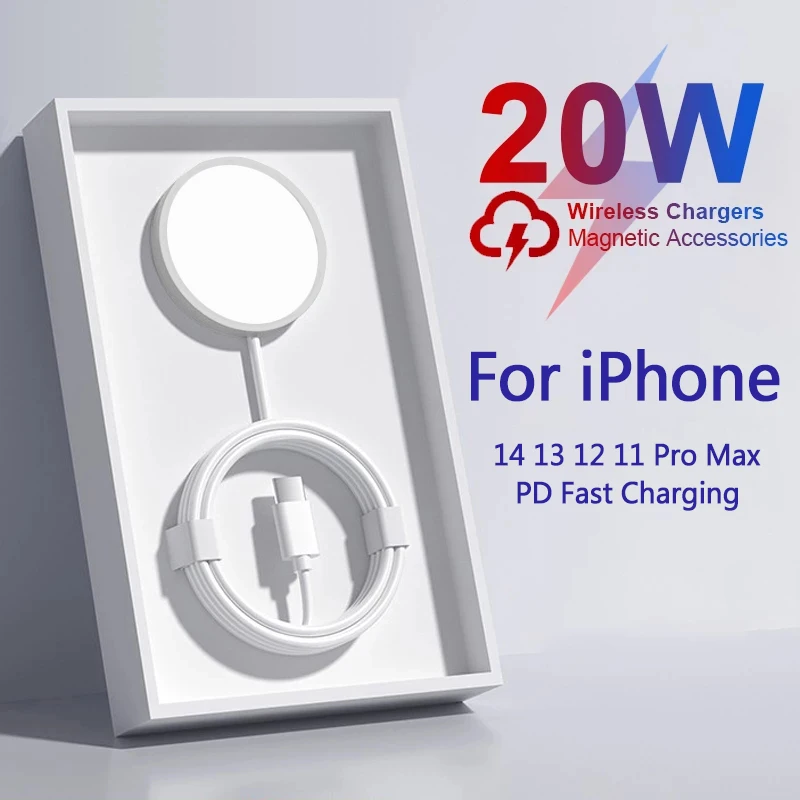 

For Apple Original PD 20W Charger For IPhone 14 13 12 11Pro Max Plus Fast Magnetic Wireless Charger USB C Fast Wireless Charging