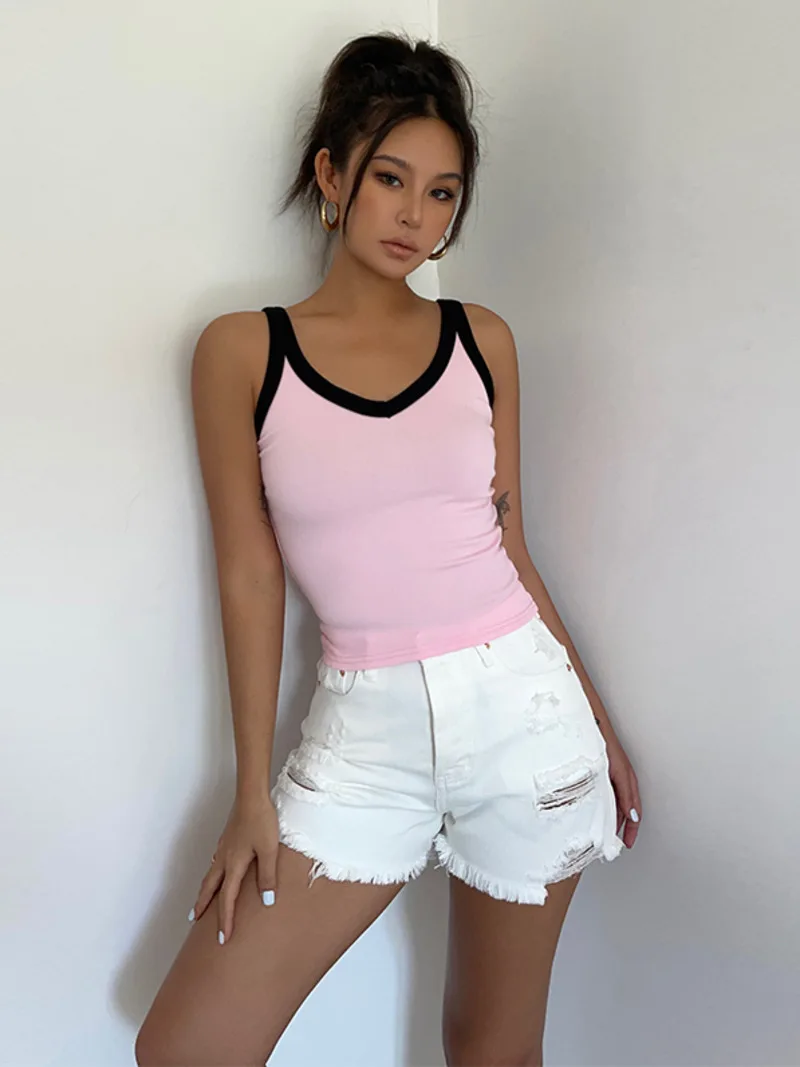 

Топ женский летний спортивный на бретелях, с V-образным вырезом