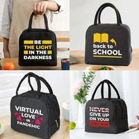 insulated lunch bag zipper cooler tote thermal bag lunch box canvas food picnic lunch bags for work handbag phrase pattern
