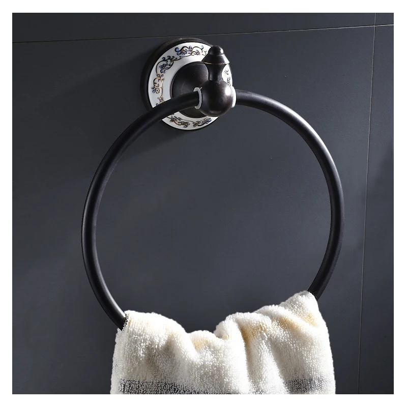 

Antique Style Bathroom Accessories Towel Ring, Wall-Mounted Round Brass Towel Holder Rack, Shelf Lavatory Accessories