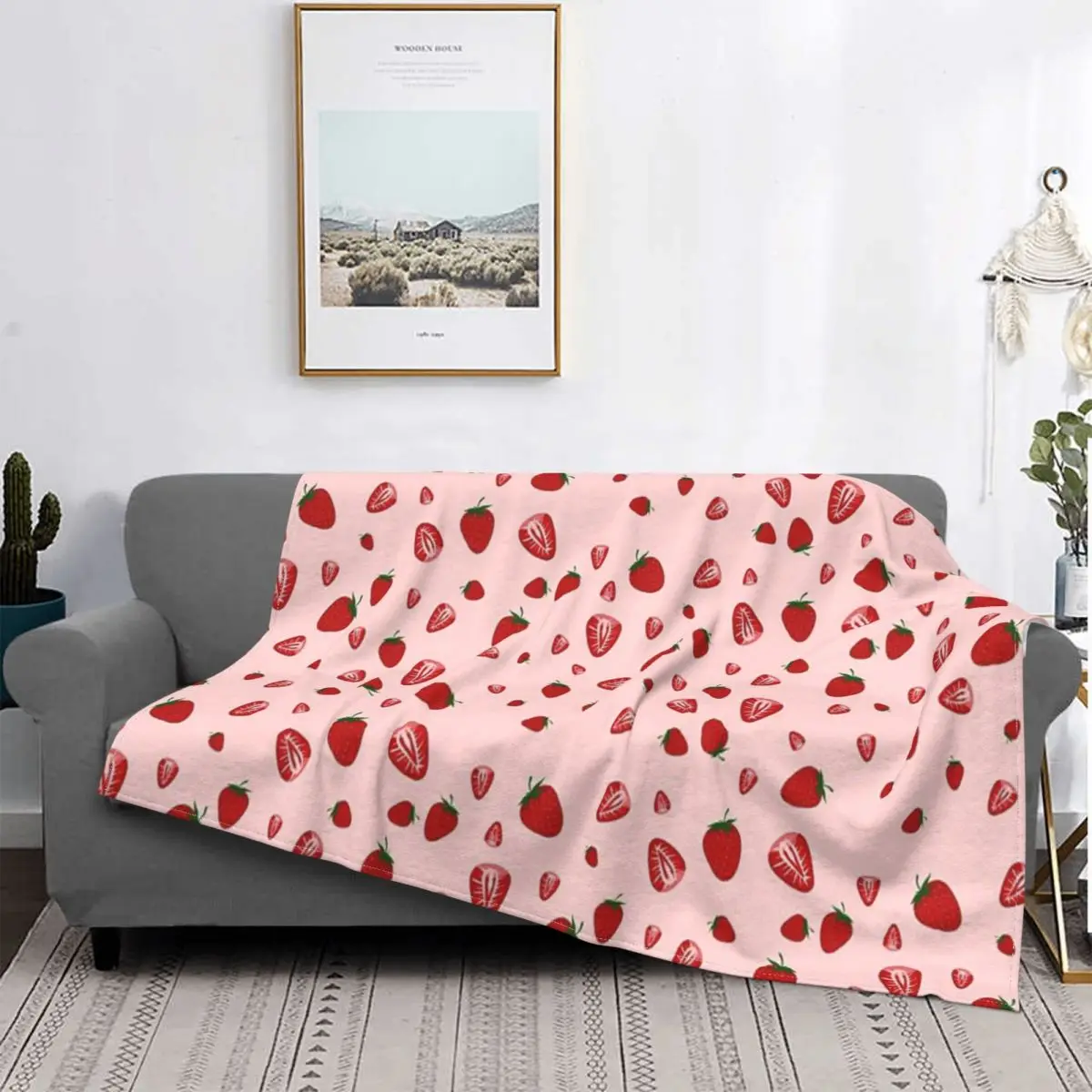 

Manta con estampado de fresa, colcha para cama a cuadros, toalla, manta de Picnic, mantas para bebé