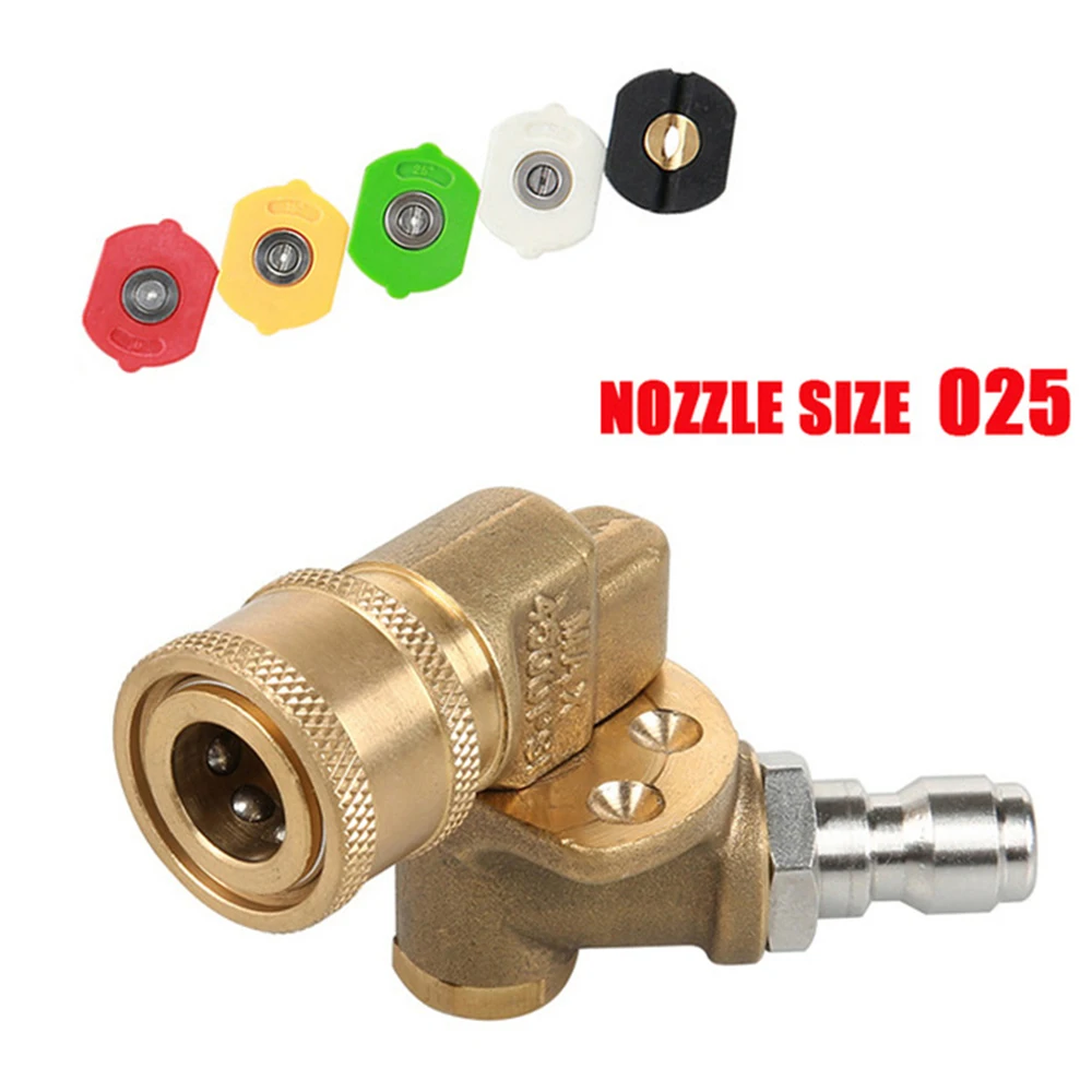 

High Pressure Washer Rotary Joint Nozzle 180 Degrees Rotation 5 Angles 4500psi Stainless Steel Brass Quick Connector