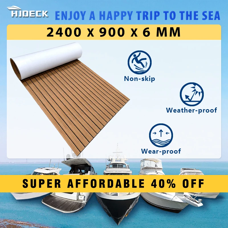 900*2400*6mm Eva Foam Boat Flooring Carpet Blanket Brown Faux Teak Deck Sheet Yacht Flooring AntiSkid Waterproof Damping Pads