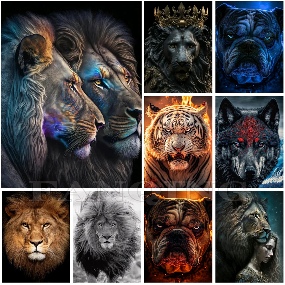 5d Животное Искусство алмазная живопись тигр Волк Лев Вышивка крестом Алмазная мозаика настенное искусство для гостиной домашний декор