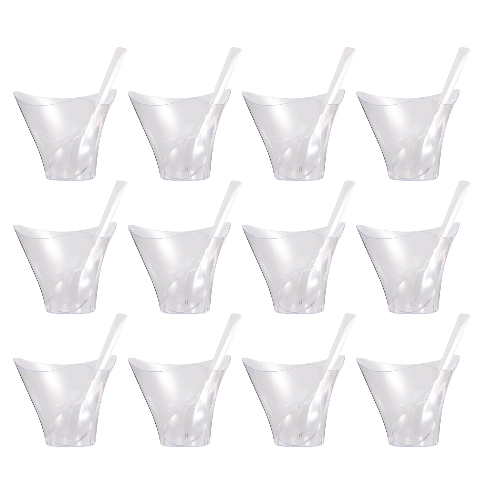 

50 Sets Dessert Cup Spoon Cups Cake Container Pudding Shop Fruit Transparent Yogurt Clear Jelly Paper