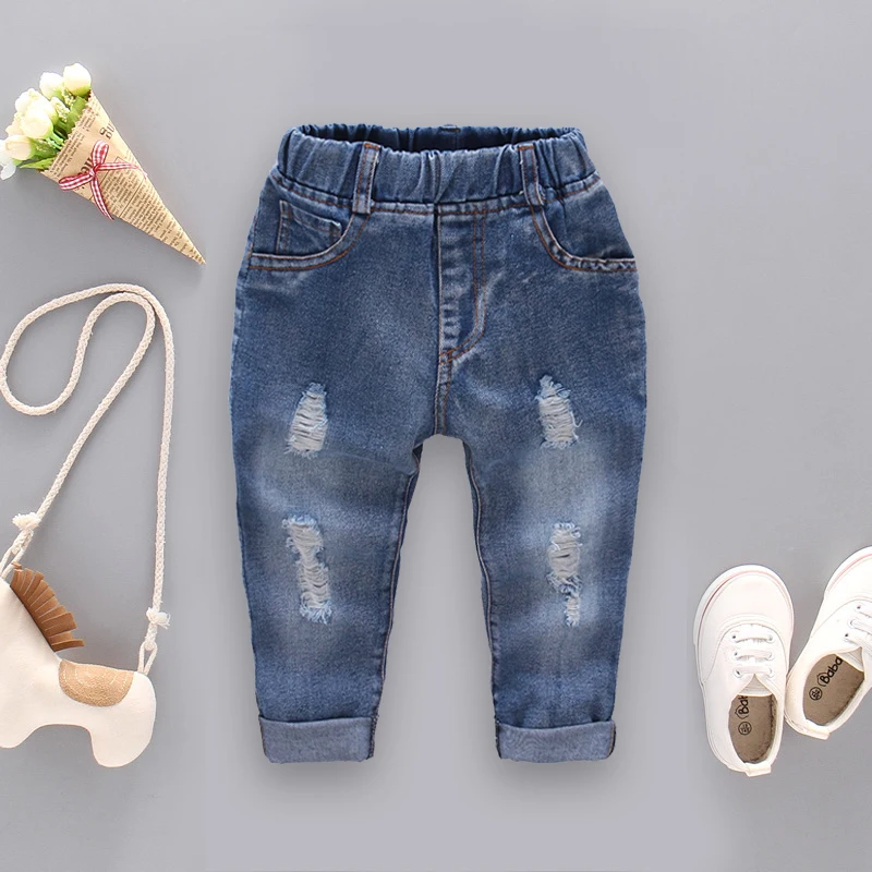 

Fashion Children Boys Jeans Hole Pants Kids Baby Boy Denim Long Pants Clothing Toddler Boy's Cowboy Trousers Fit 2-5Y
