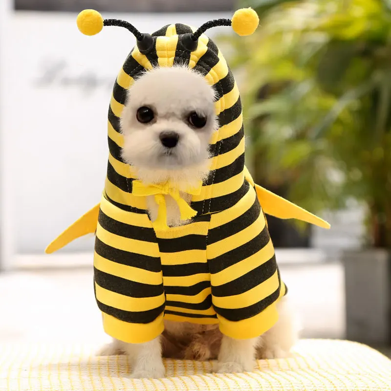 

Cute Funny Dog Costume Small Dog Puppy Honeybee Clothes Winter Pet Fleece Hoodies Sweater Coat for Dog Teddy Cat Costume Outfits