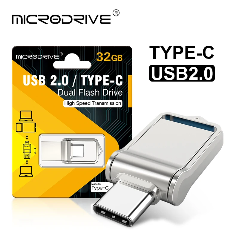 Металлический флеш-накопитель OTG Type C 16 ГБ 32 8 128 256 512 |
