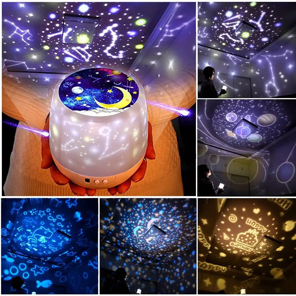 

Starry Sky Projection Lamp Moon Night Light Battery Operated USB Charging Rotating Night Light Projection Lamp Support Dropship