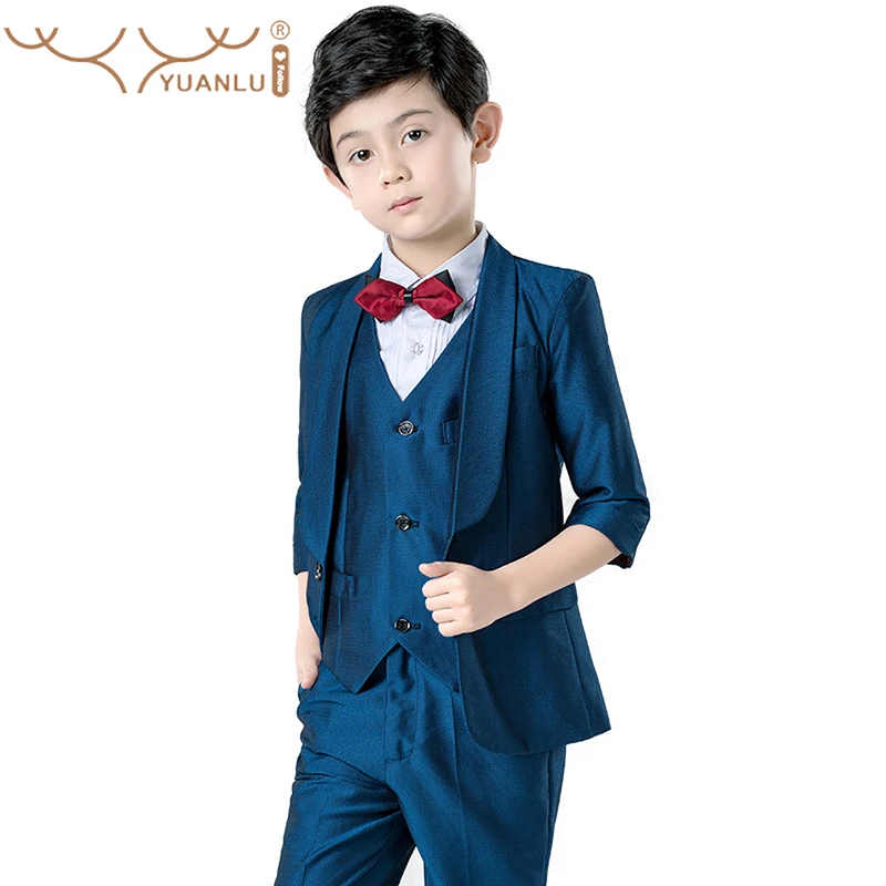 Children's Fashion Suits 2022 summer Boys Slim Fit Blazer Pants Dress Clothes Set Children's Party Performance Costume   Cropped